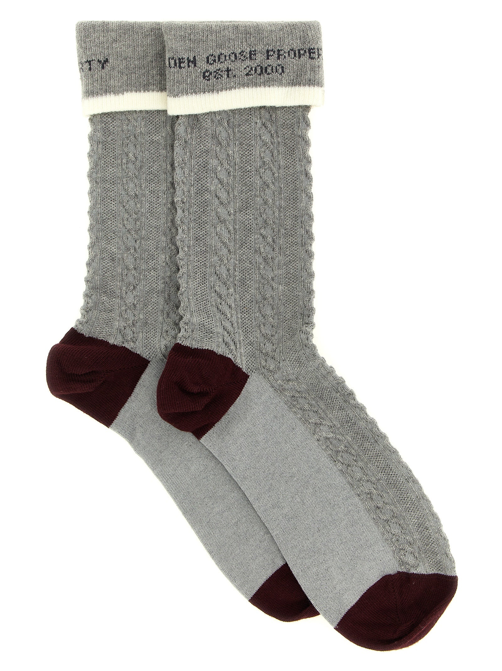 Hosiery by Golden Goose for women in stretch polyamide cotton gray, patterned & jacquard features a nuanced finish, elegantly showcasing the sophisticated Women's Stretch Polyamide Cotton Hosiery design with a nuanced fit and refined style.