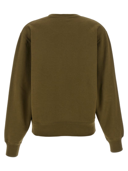 Activewear Sweatshirt by Saint Laurent for women in cotton bicolour & green presents a dynamic silhouette, featuring a dynamic crew neckline and detailed with functional .