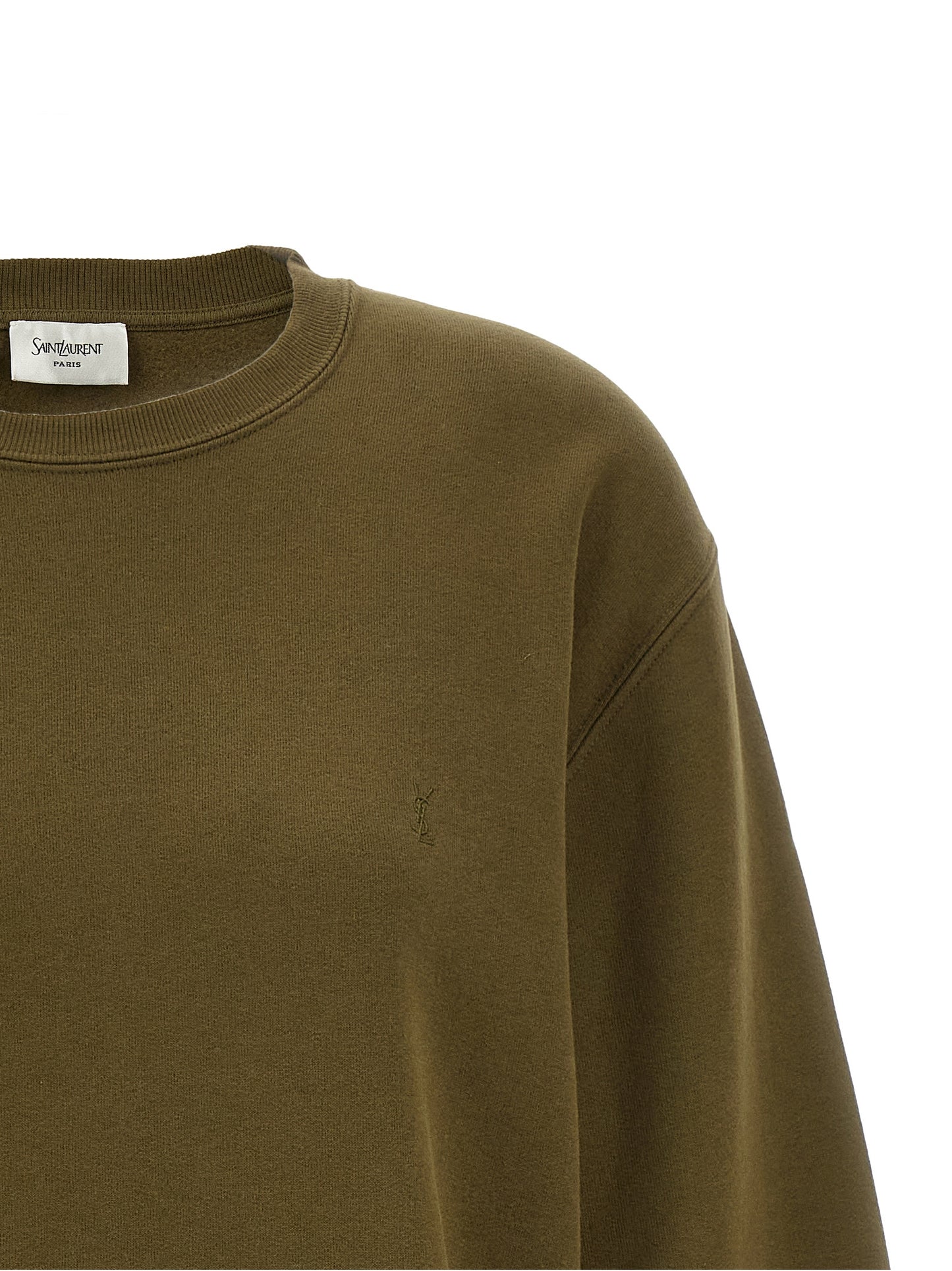 Activewear Sweatshirt by Saint Laurent for women in cotton bicolour & green features an streamlined silhouette, showcasing the streamlined crew neckline and with functional for a premium, athletic look.