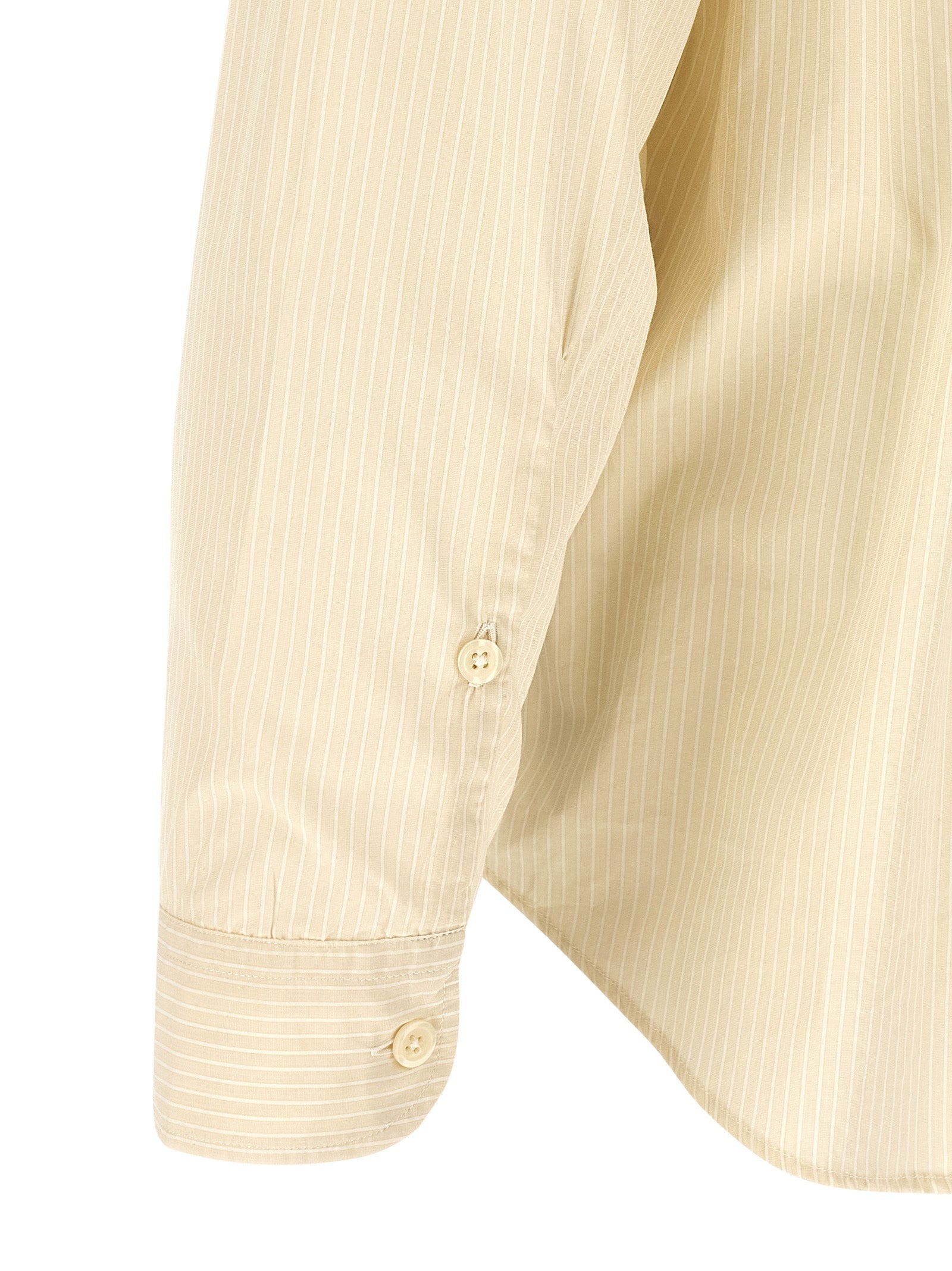 Shirt by MFPEN for men in cotton beige, pearl, patterned & striped showcases a sublime silhouette, artfully detailed with a sublime and for a sophisticated, sublime finish.