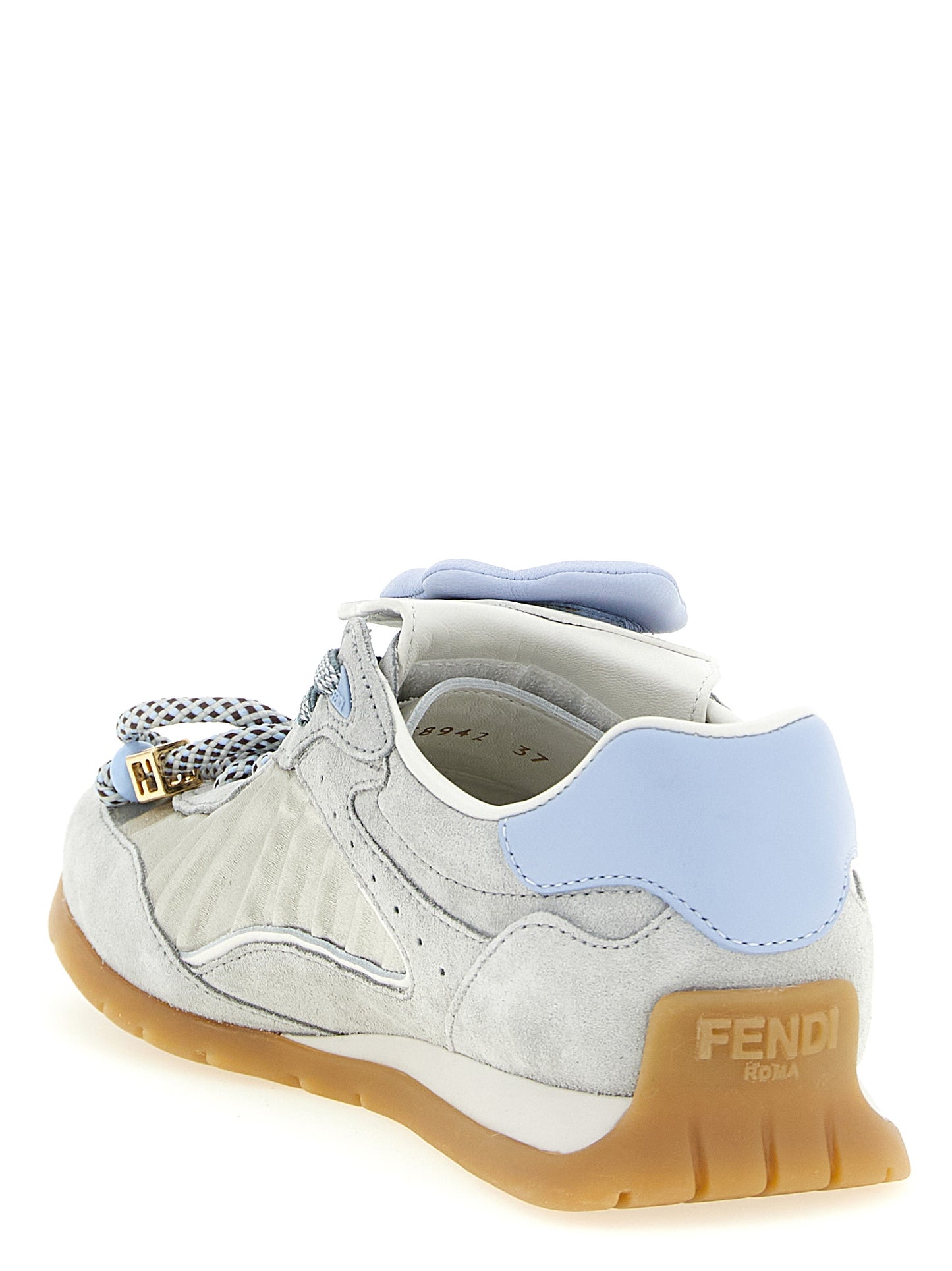 Athletic Sneakers by Fendi for women in suede calfskin leather & satin gray & patterned features an timeless silhouette from the Pulse Women's Athletic Suede Calfskin Leather & Satin Sneakers collection, showcasing a timeless athletic style for a timeless look.