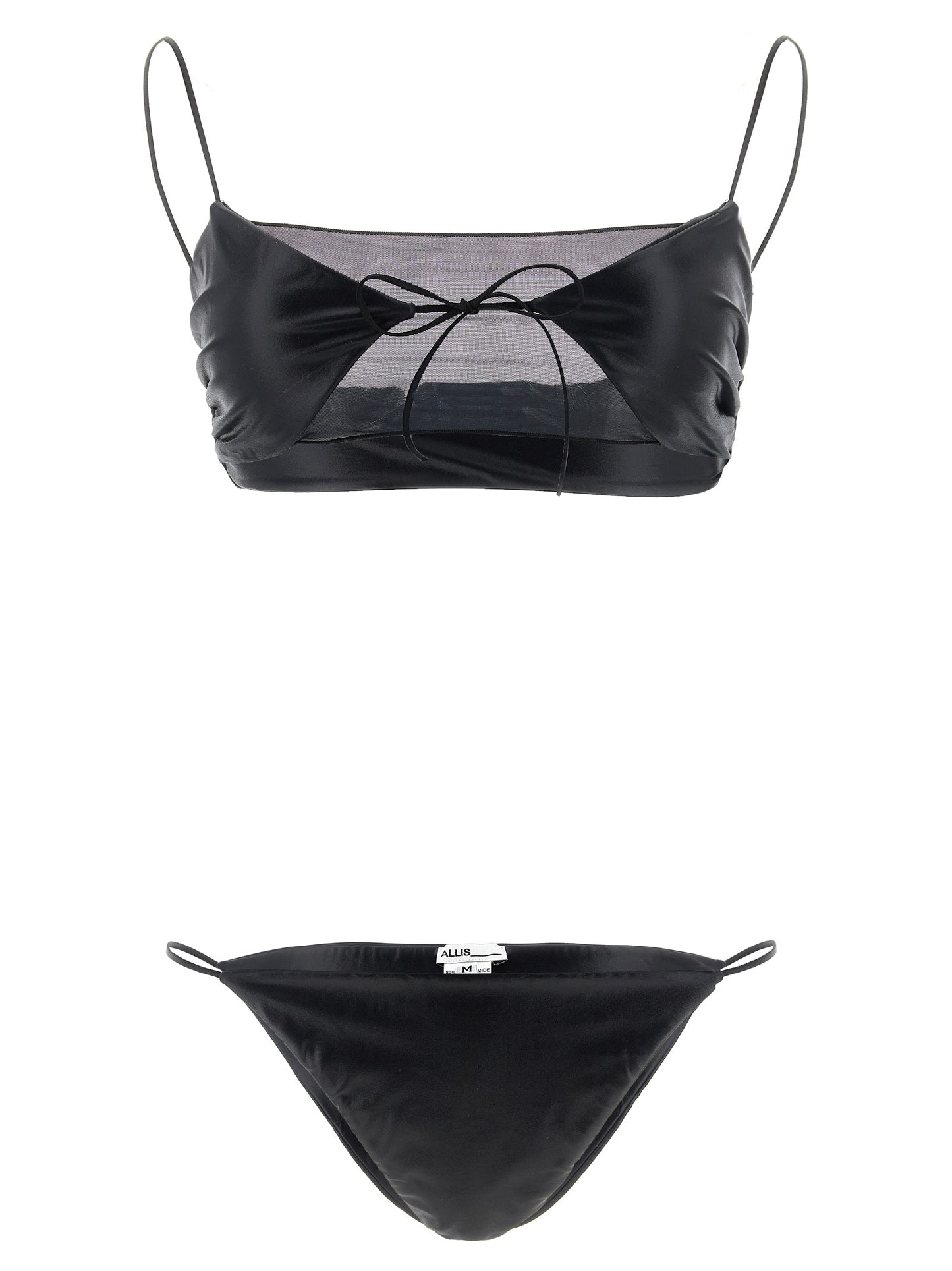 Bikini by ALLIS for women in stretch polyester & silk black & transparent presents a sun-drenched silhouette, showcasing the sun-drenched Women's Stretch Polyester & Silk Bikini design with a sun-drenched cut for a premium finish.