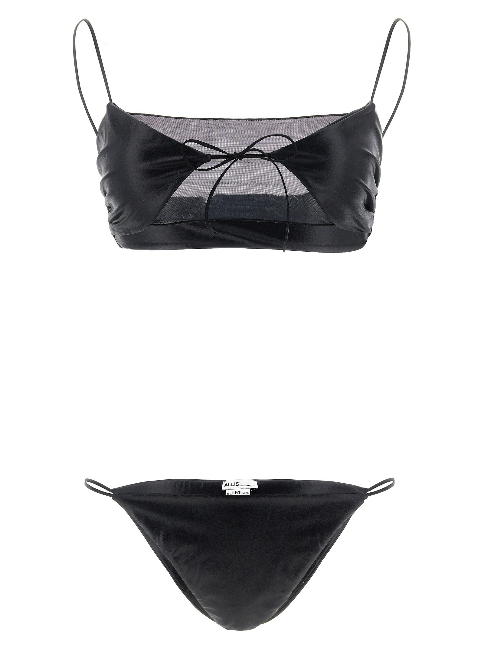 Bikini by ALLIS for women in stretch polyester & silk black & transparent presents a sun-drenched silhouette, showcasing the sun-drenched Women's Stretch Polyester & Silk Bikini design with a sun-drenched cut for a premium finish.