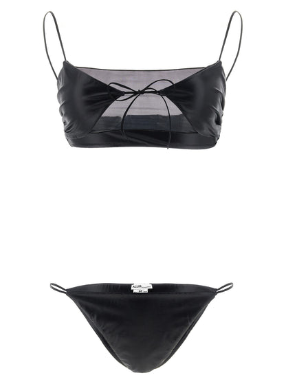 Bikini by ALLIS for women in stretch polyester & silk black & transparent presents a sun-drenched silhouette, showcasing the sun-drenched Women's Stretch Polyester & Silk Bikini design with a sun-drenched cut for a premium finish.