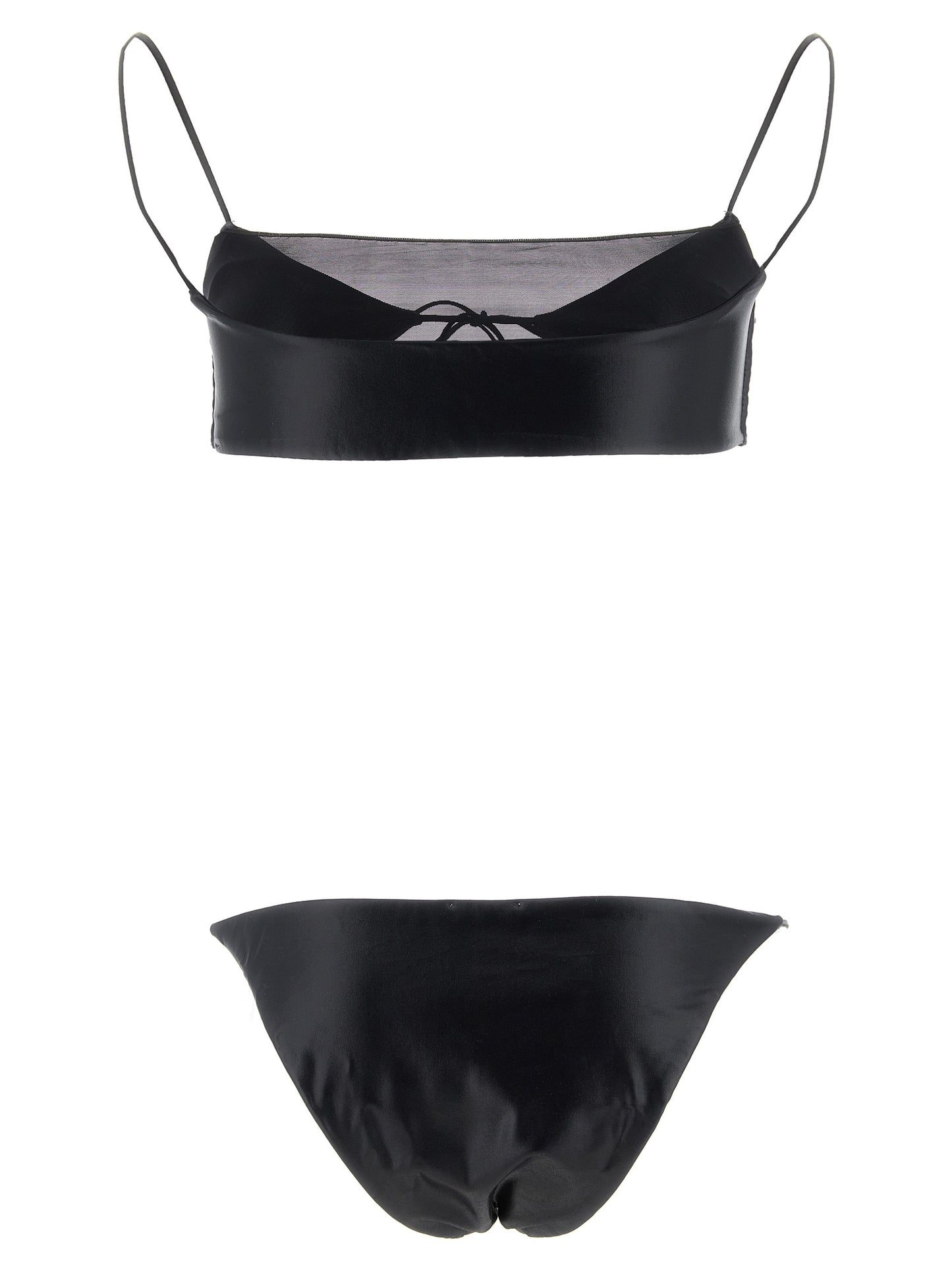 This Bikini by ALLIS for women in stretch polyester & silk black & transparent features a beach chic silhouette from the Women's Stretch Polyester & Silk Bikini collection, showcasing a beach chic cut for a refined poolside look.