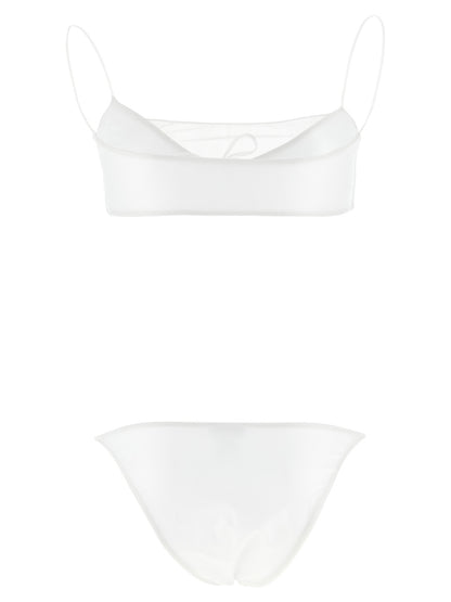 Bikini by ALLIS for women in stretch polyester & silk transparent & white features a sultry chic silhouette, showcasing the sultry chic design of this Women's Stretch Polyester & Silk Bikini with a sultry chic fit.