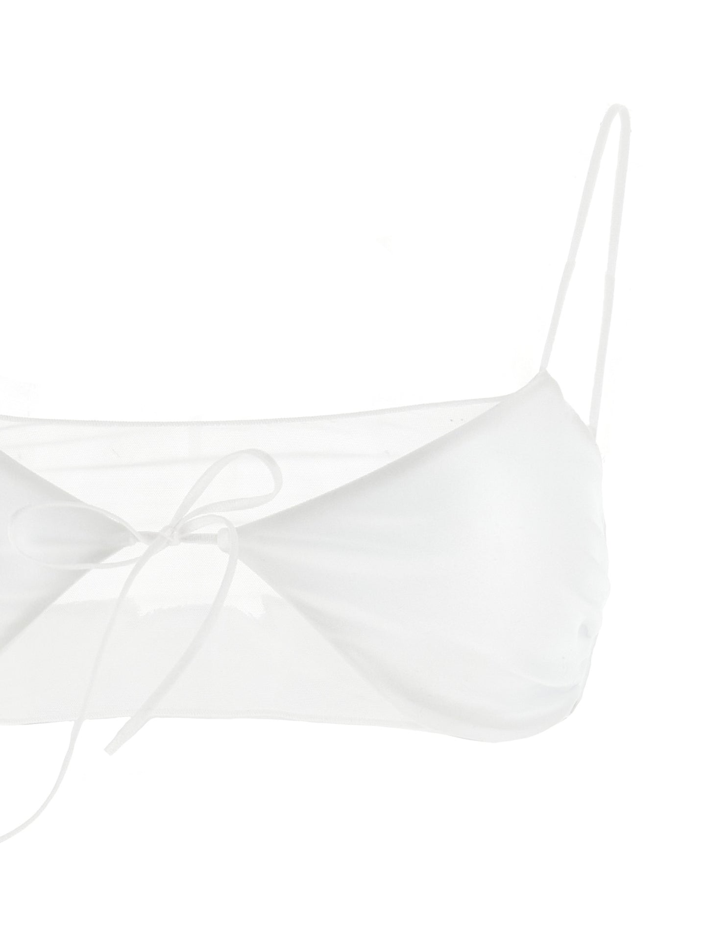 Bikini by ALLIS for women in stretch polyester & silk transparent & white features an riviera chic silhouette that beautifully encapsulates the signature aesthetic of the Women's Stretch Polyester & Silk Bikini.