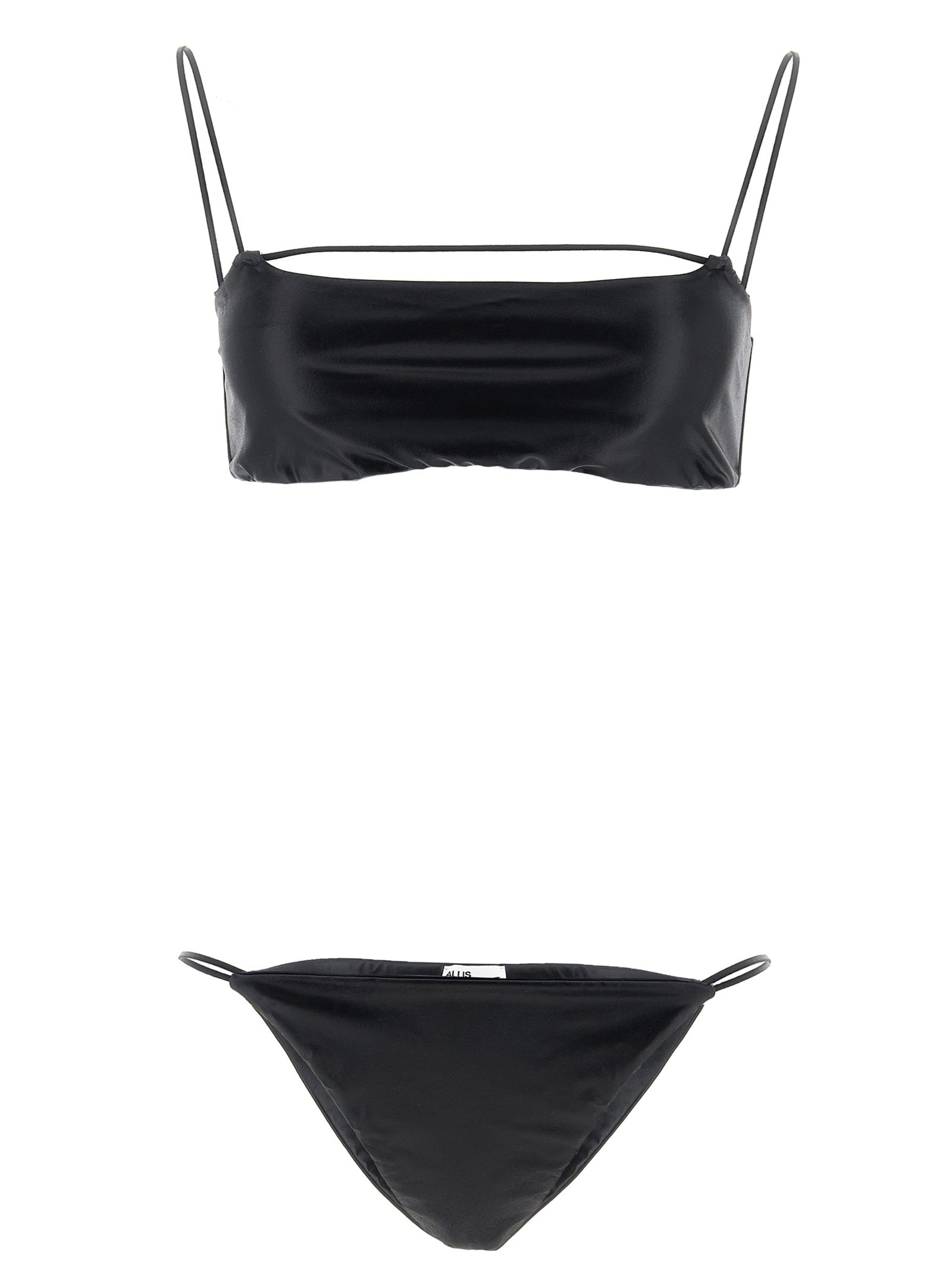 Bikini by ALLIS for women in silk & polyester black features an dramatic silhouette, artfully capturing the essence of the dramatic Women's Silk & Polyester Bikini design with a sophisticated dramatic cut.