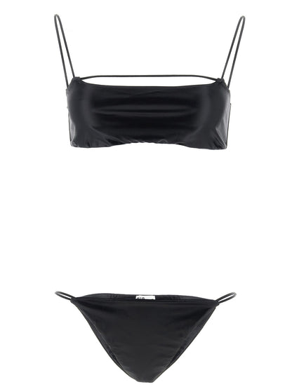 Bikini by ALLIS for women in silk & polyester black features an dramatic silhouette, artfully capturing the essence of the dramatic Women's Silk & Polyester Bikini design with a sophisticated dramatic cut.