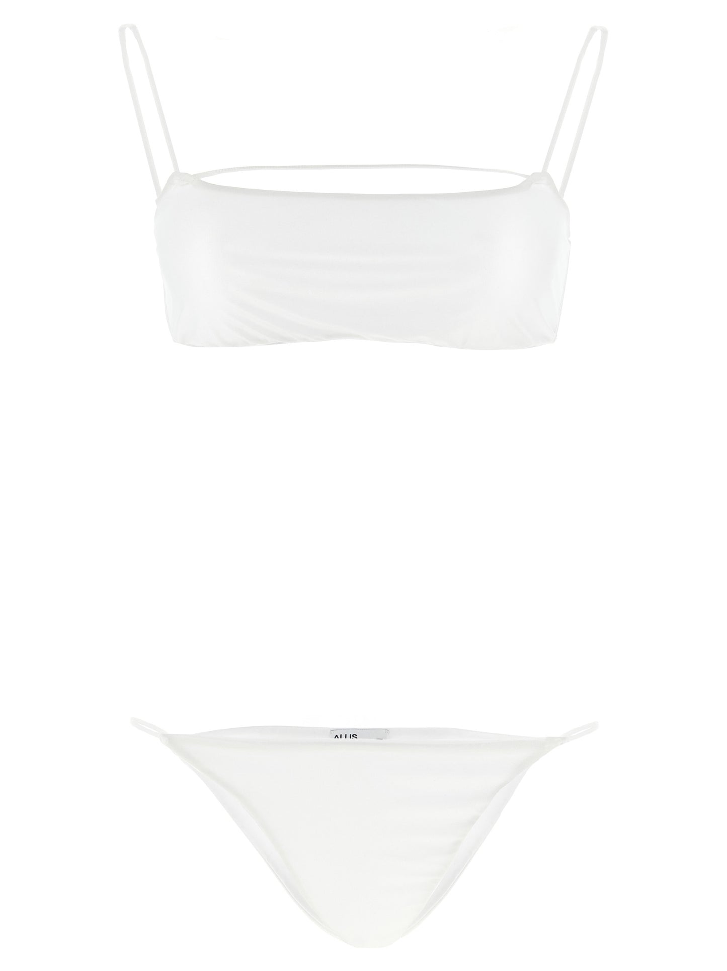 Bikini by ALLIS for women in stretch polyester & silk white features an riviera chic silhouette that beautifully encapsulates the signature aesthetic of the Women's Stretch Polyester & Silk Bikini.