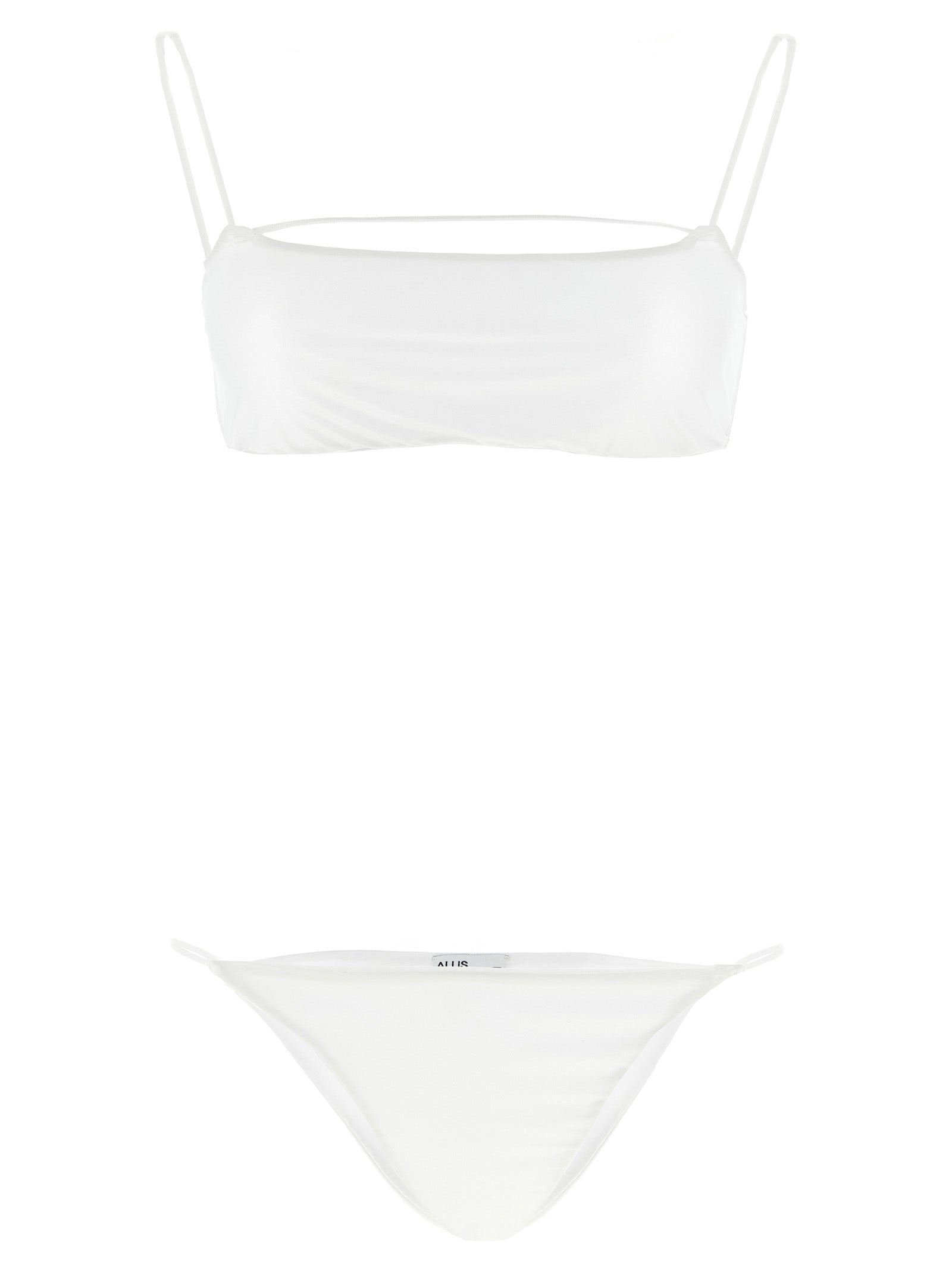 Bikini by ALLIS for women in stretch polyester & silk white features an riviera chic silhouette that beautifully encapsulates the signature aesthetic of the Women's Stretch Polyester & Silk Bikini.