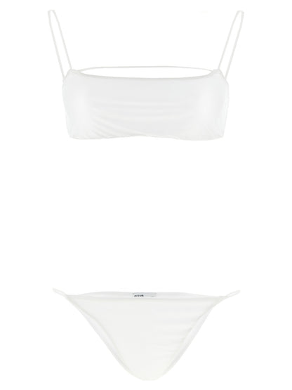 Bikini by ALLIS for women in stretch polyester & silk white features an riviera chic silhouette that beautifully encapsulates the signature aesthetic of the Women's Stretch Polyester & Silk Bikini.