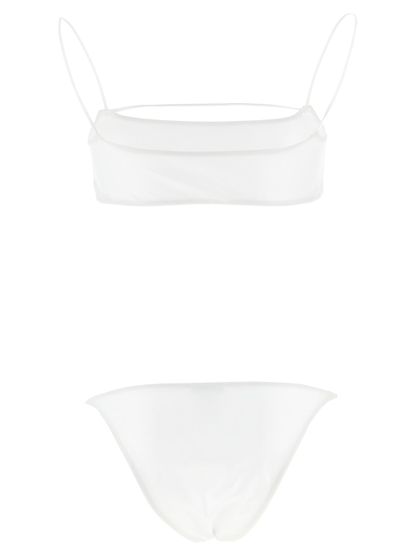 Bikini by ALLIS for women in stretch polyester & silk white presents a provocative silhouette, artfully capturing the essence of the provocative Women's Stretch Polyester & Silk Bikini design for a sophisticated look.