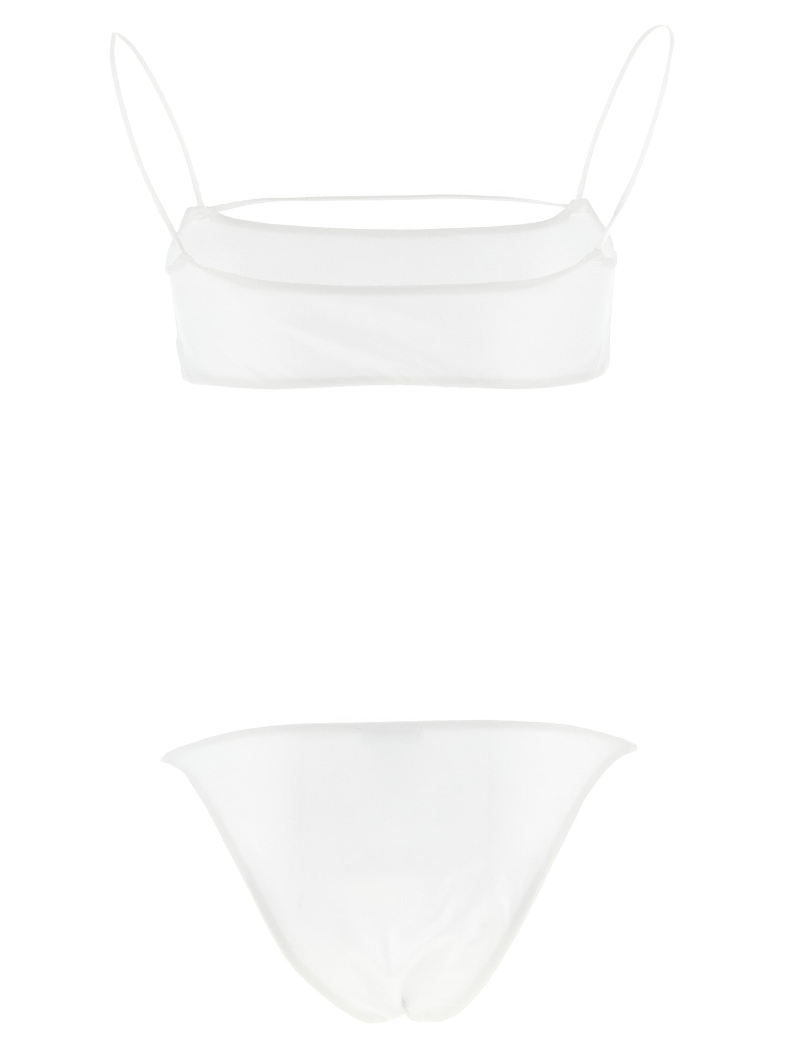 Bikini by ALLIS for women in stretch polyester & silk white presents a provocative silhouette, artfully capturing the essence of the provocative Women's Stretch Polyester & Silk Bikini design for a sophisticated look.