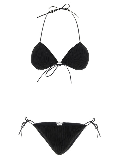Bikini by ALLIS for women in polyester black presents a provocative silhouette, artfully capturing the essence of the provocative Plisse Waves Women's Polyester Bikini design for a sophisticated look.