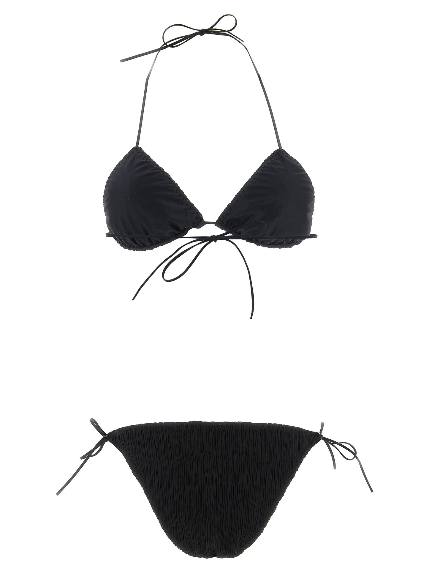 Bikini by ALLIS for women in polyester black features an dramatic silhouette, artfully capturing the essence of the dramatic Plisse Waves Women's Polyester Bikini design with a sophisticated dramatic cut.