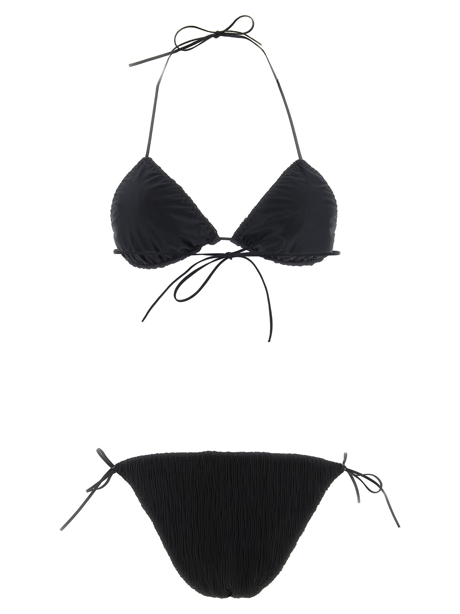 Bikini by ALLIS for women in polyester black features an dramatic silhouette, artfully capturing the essence of the dramatic Plisse Waves Women's Polyester Bikini design with a sophisticated dramatic cut.