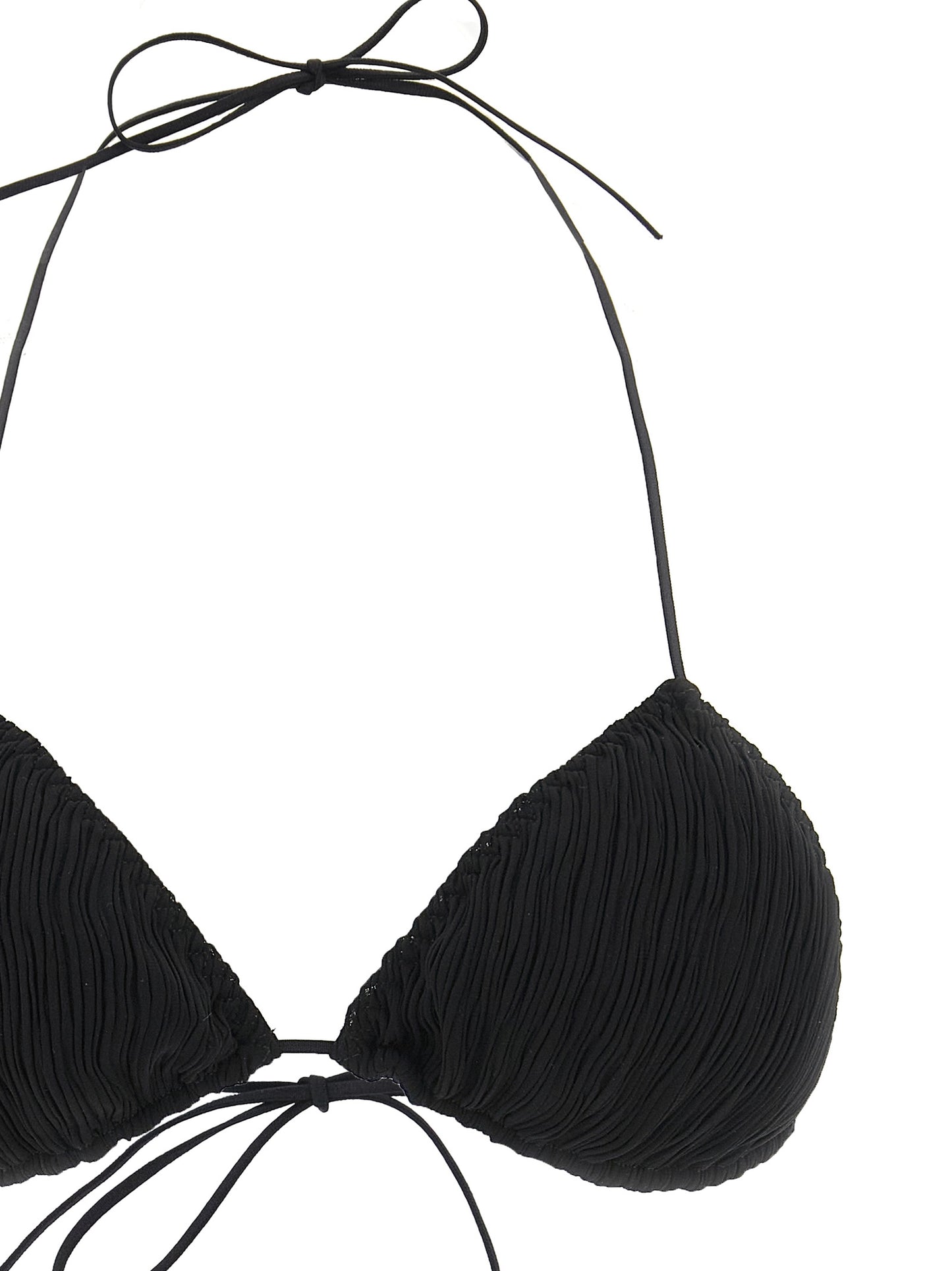 Bikini by ALLIS for women in polyester black features an dramatic silhouette, artfully capturing the essence of the dramatic Plisse Waves Women's Polyester Bikini design with a sophisticated dramatic cut.