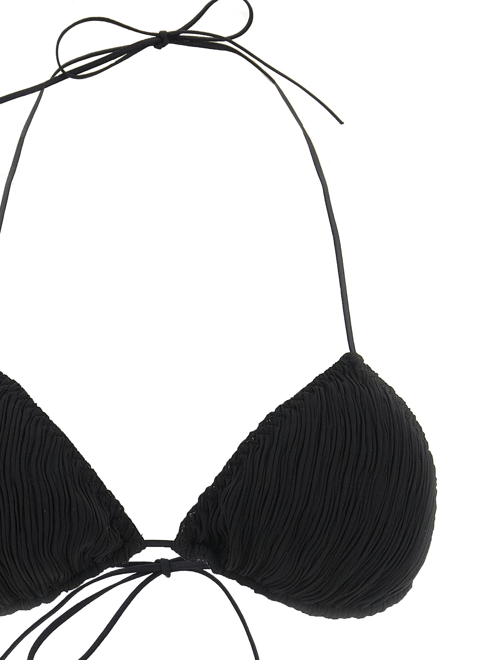 Bikini by ALLIS for women in polyester black features an dramatic silhouette, artfully capturing the essence of the dramatic Plisse Waves Women's Polyester Bikini design with a sophisticated dramatic cut.