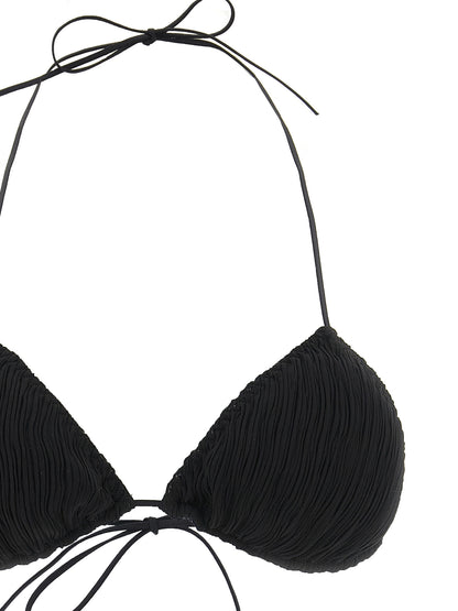 Bikini by ALLIS for women in polyester black features an dramatic silhouette, artfully capturing the essence of the dramatic Plisse Waves Women's Polyester Bikini design with a sophisticated dramatic cut.