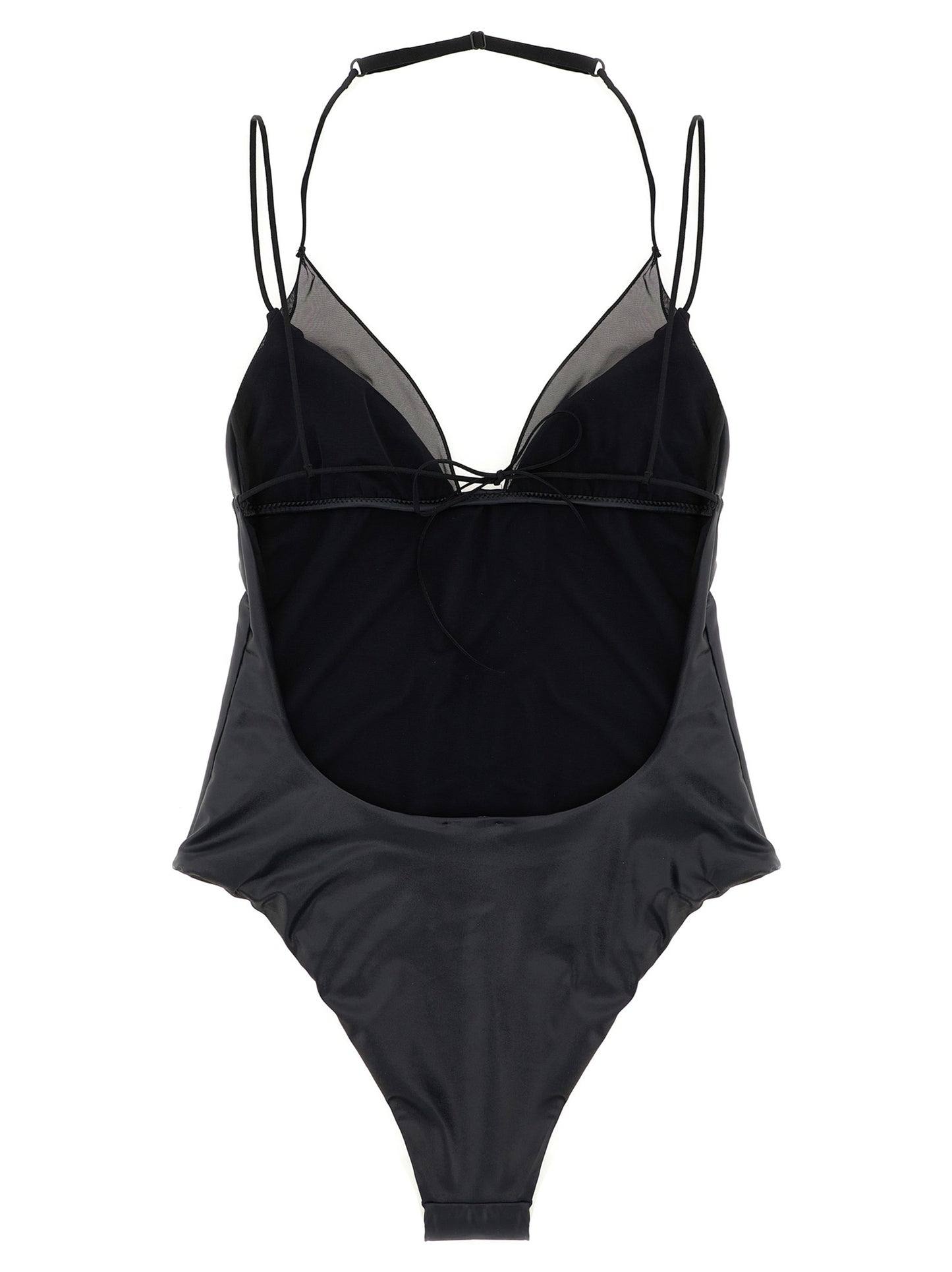 One-Piece Swimsuit by ALLIS for women in stretch polyester satin black & transparent features an magnificent silhouette that beautifully showcases the elegant Kate Women's Stretch Polyester Satin One-Piece Swimsuit design with a magnificent fit.