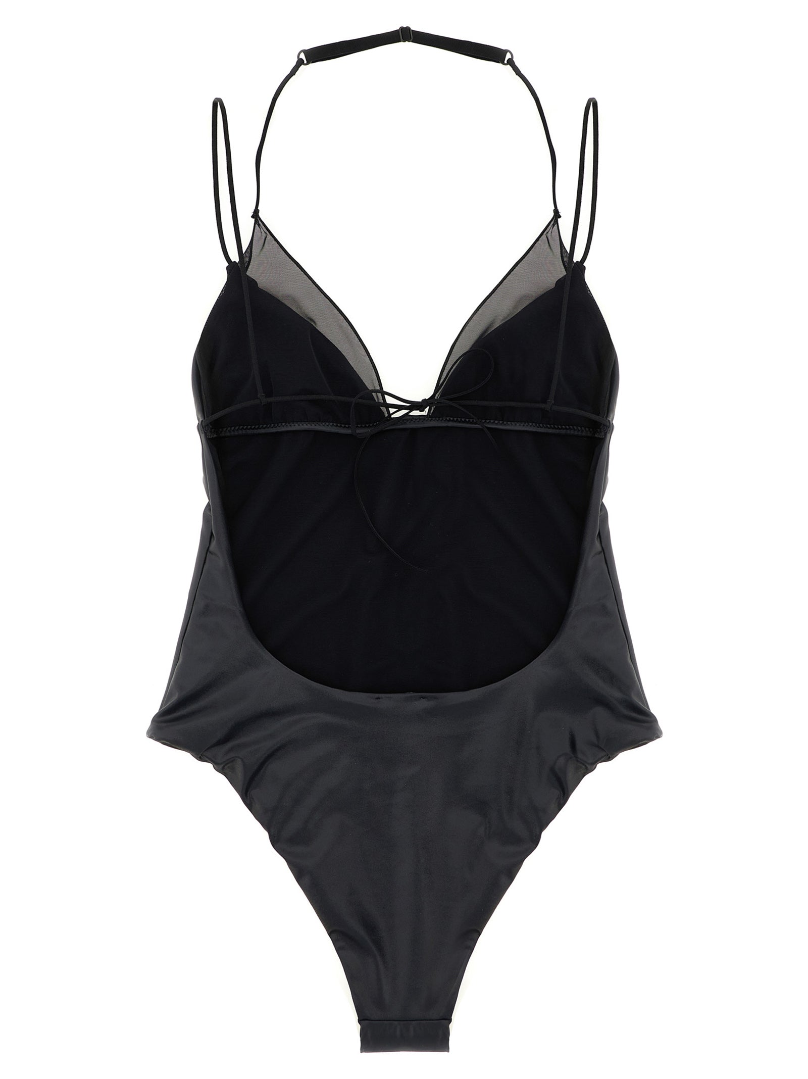 One-Piece Swimsuit by ALLIS for women in stretch polyester satin black & transparent features an magnificent silhouette that beautifully showcases the elegant Kate Women's Stretch Polyester Satin One-Piece Swimsuit design with a magnificent fit.