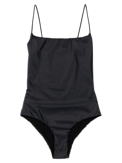One-Piece Swimsuit by ALLIS for women in stretch polyester satin black & transparent showcases a couture inspired silhouette from the Waves Women's Stretch Polyester Satin One-Piece Swimsuit collection, featuring a couture inspired cut designed for a couture inspired and couture inspired poolside look.