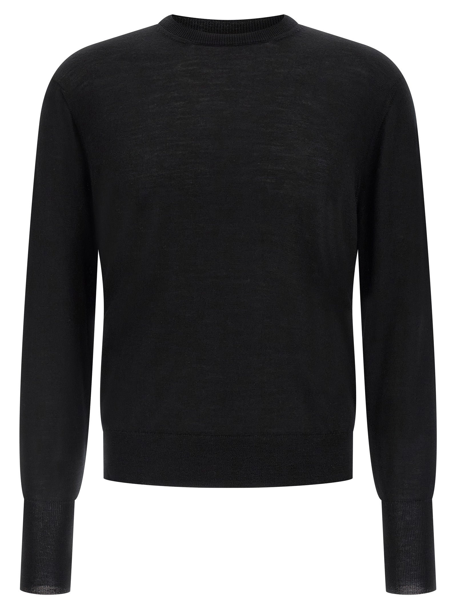 Cardigan by MA'RY'YA for men in cashmere modacrylic merino wool blend black features an impeccable silhouette, showcasing a sophisticated crew neckline and detail for a truly impeccable finish.