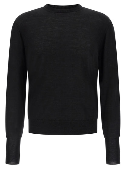 Cardigan by MA'RY'YA for men in cashmere modacrylic merino wool blend black features an impeccable silhouette, showcasing a sophisticated crew neckline and detail for a truly impeccable finish.