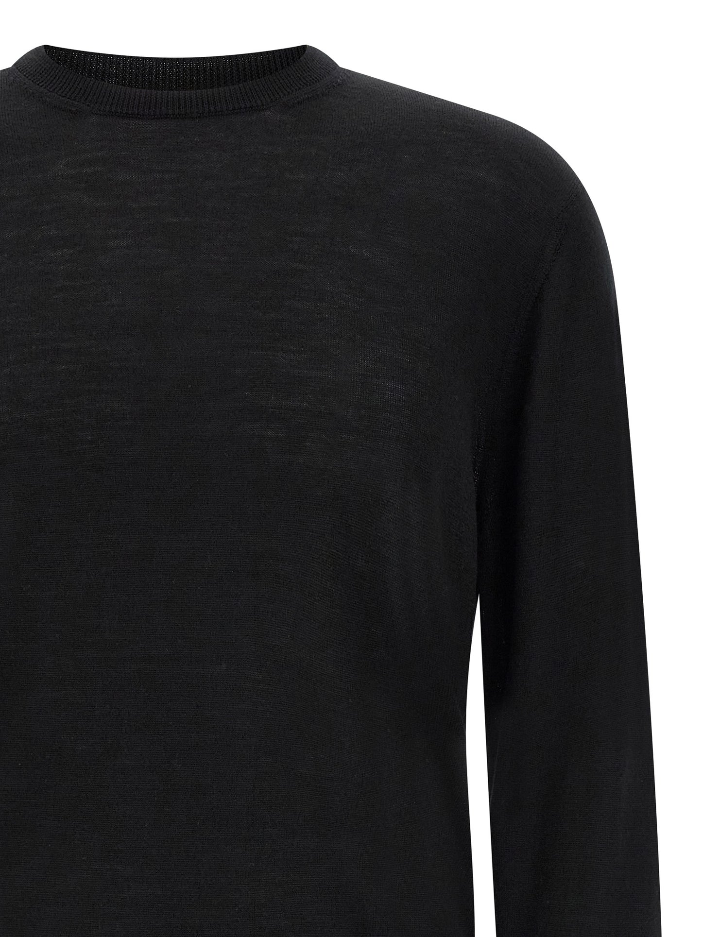 Cardigan by MA'RY'YA for men in cashmere modacrylic merino wool blend black showcases a luxurious silhouette, meticulously detailed with a sophisticated crew neckline and for a refined finish.