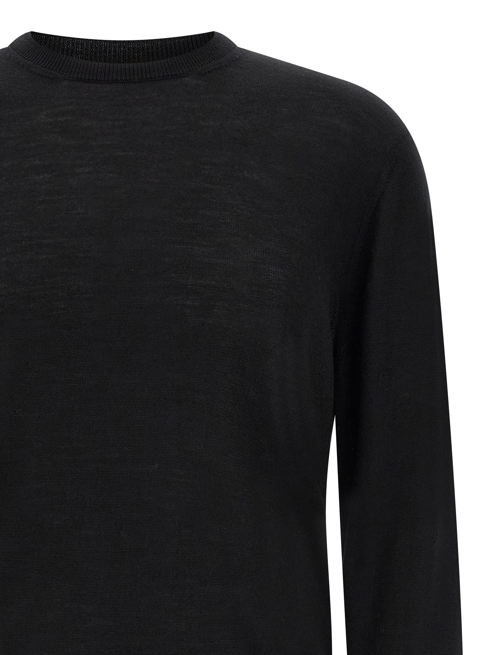 Cardigan by MA'RY'YA for men in cashmere modacrylic merino wool blend black showcases a luxurious silhouette, meticulously detailed with a sophisticated crew neckline and for a refined finish.