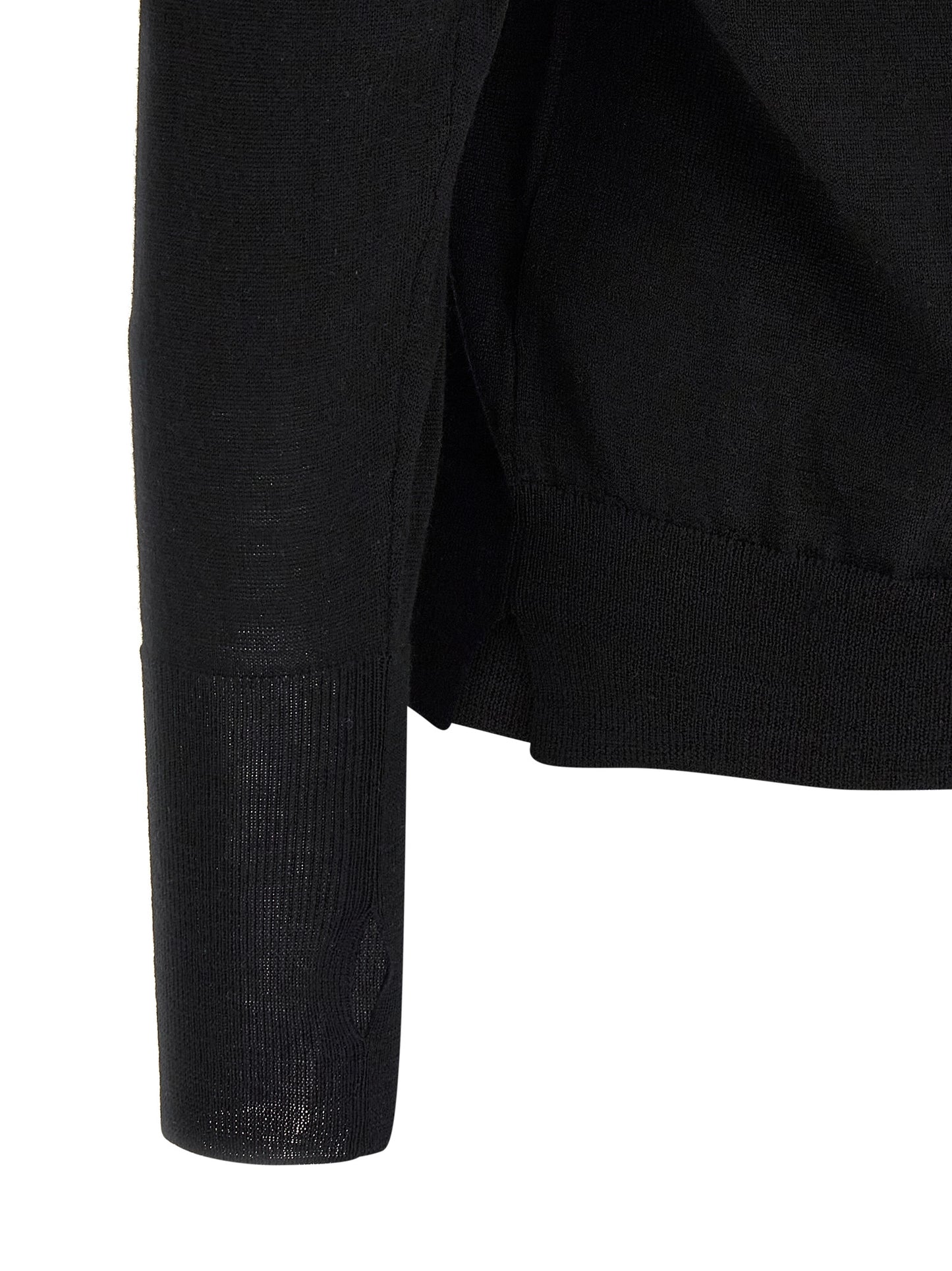 Cardigan by MA'RY'YA for men in cashmere modacrylic merino wool blend black presents a textural silhouette, artfully finished with a textural and for a sophisticated, textural look.