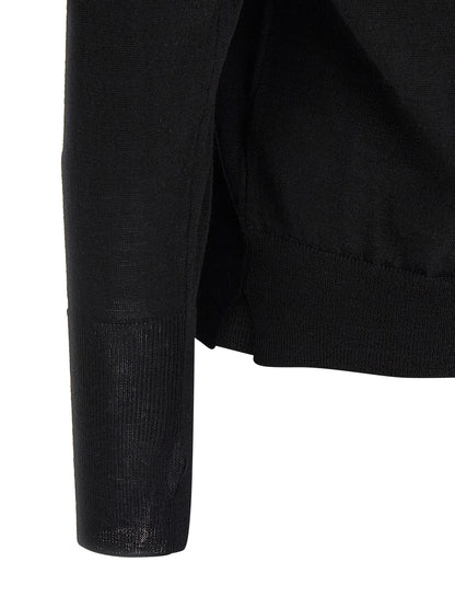 Cardigan by MA'RY'YA for men in cashmere modacrylic merino wool blend black presents a textural silhouette, artfully finished with a textural and for a sophisticated, textural look.