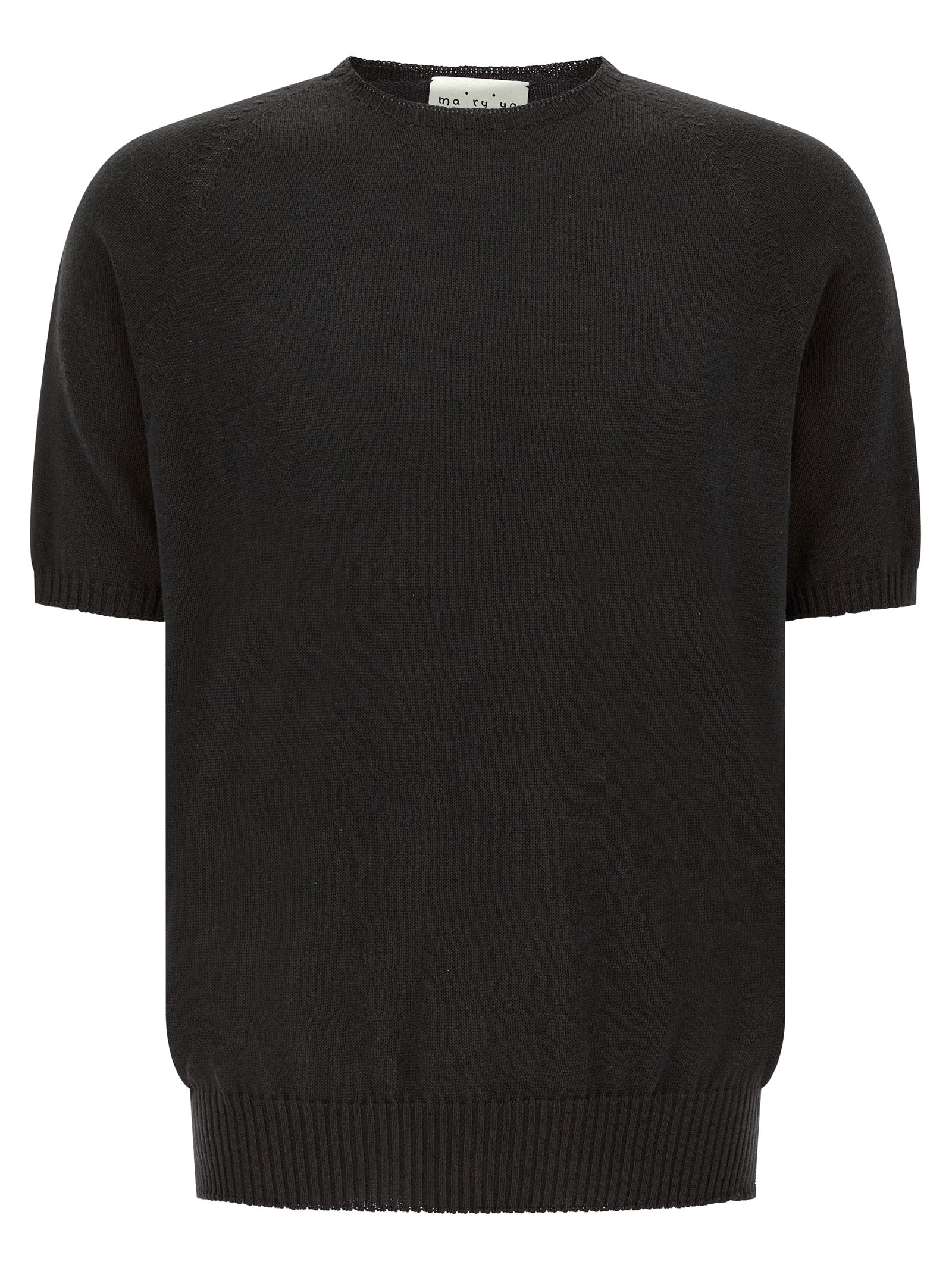 Cardigan by MA'RY'YA for men in modacrylic & cotton black showcases a captivating silhouette, artfully detailed with a captivating and crew neckline for a truly sophisticated captivating look.