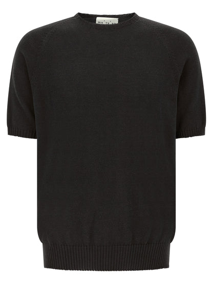 Cardigan by MA'RY'YA for men in modacrylic & cotton black showcases a captivating silhouette, artfully detailed with a captivating and crew neckline for a truly sophisticated captivating look.