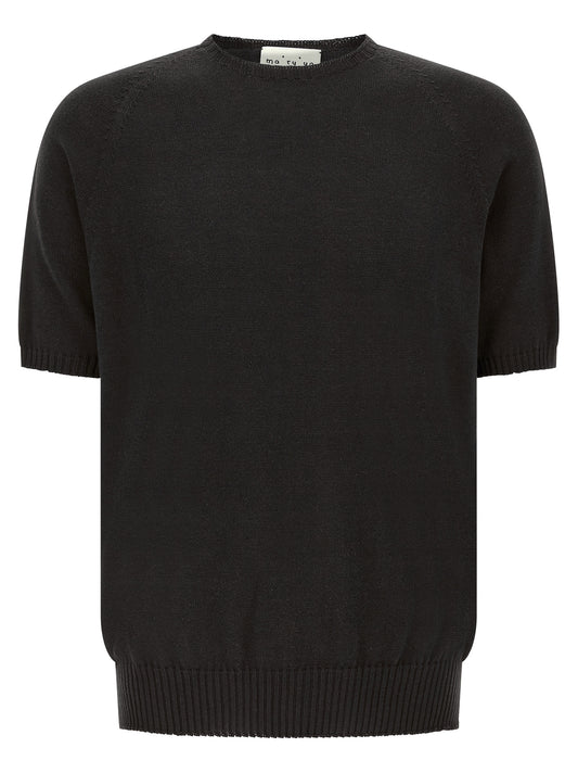 Cardigan by MA'RY'YA for men in modacrylic & cotton black showcases a captivating silhouette, artfully detailed with a captivating and crew neckline for a truly sophisticated captivating look.