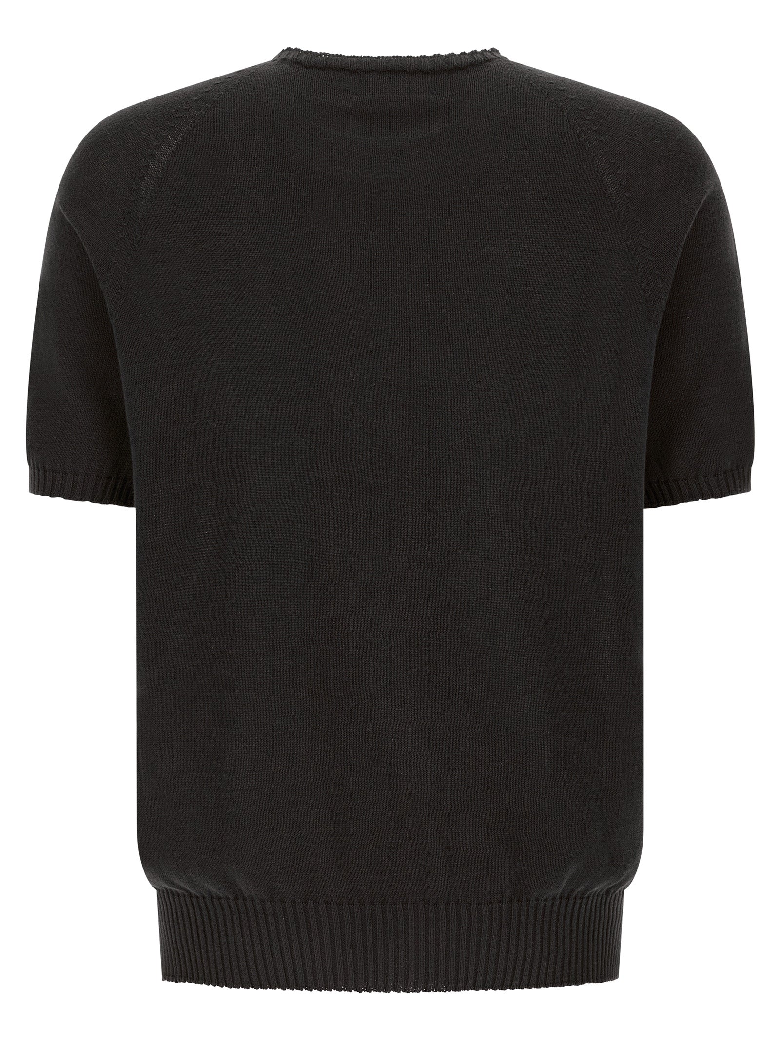 Cardigan by MA'RY'YA for men in modacrylic & cotton black showcases a luxurious silhouette, meticulously detailed with a sophisticated crew neckline and for a refined finish.