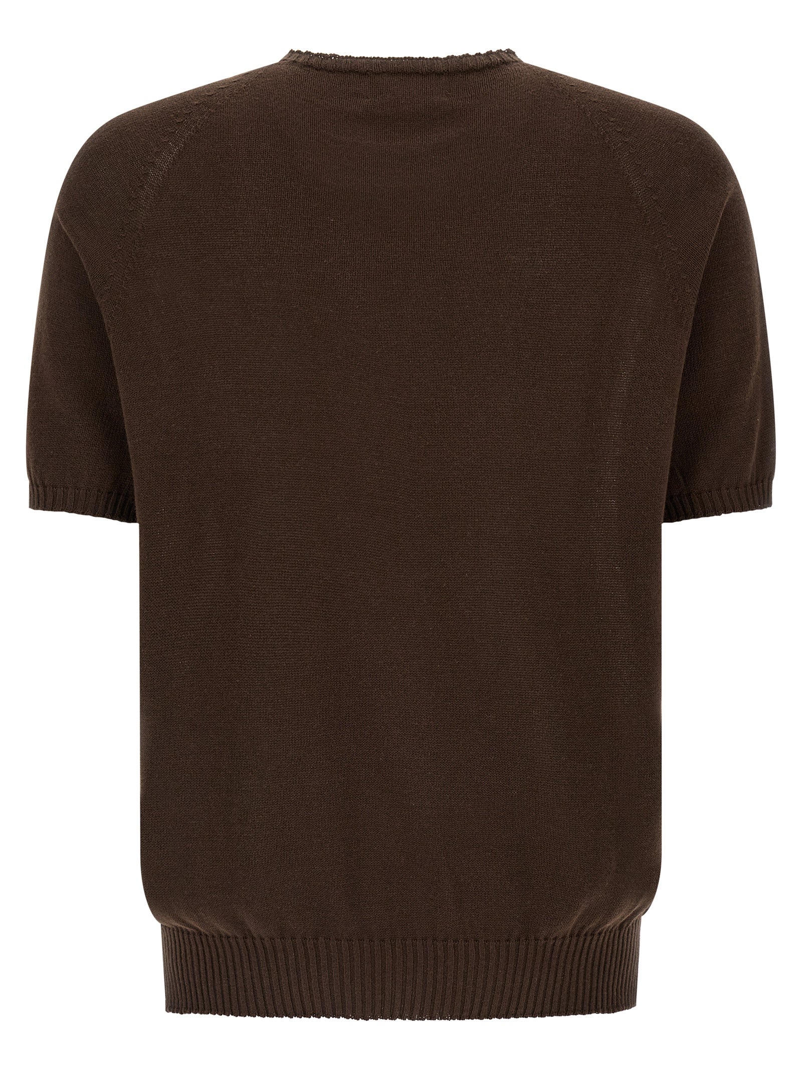 Cardigan by MA'RY'YA for men in modacrylic & cotton brown features an impeccable silhouette, showcasing a sophisticated crew neckline and detail for a truly impeccable finish.