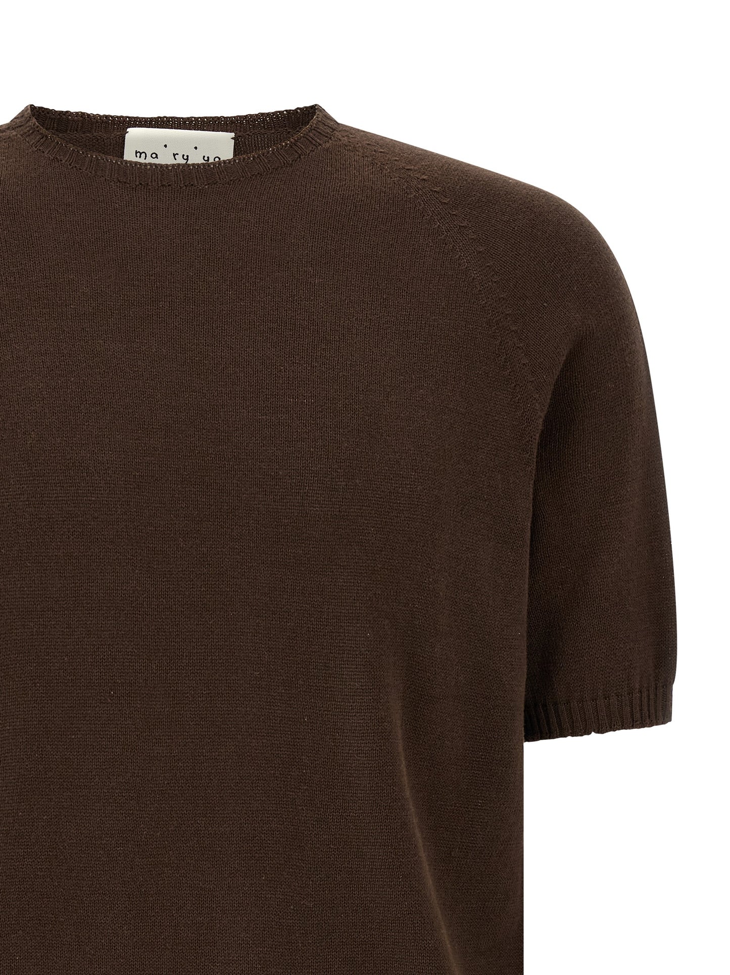 Cardigan by MA'RY'YA for men in modacrylic & cotton brown presents a textural silhouette, artfully finished with a textural crew neckline and for a sophisticated, textural look.