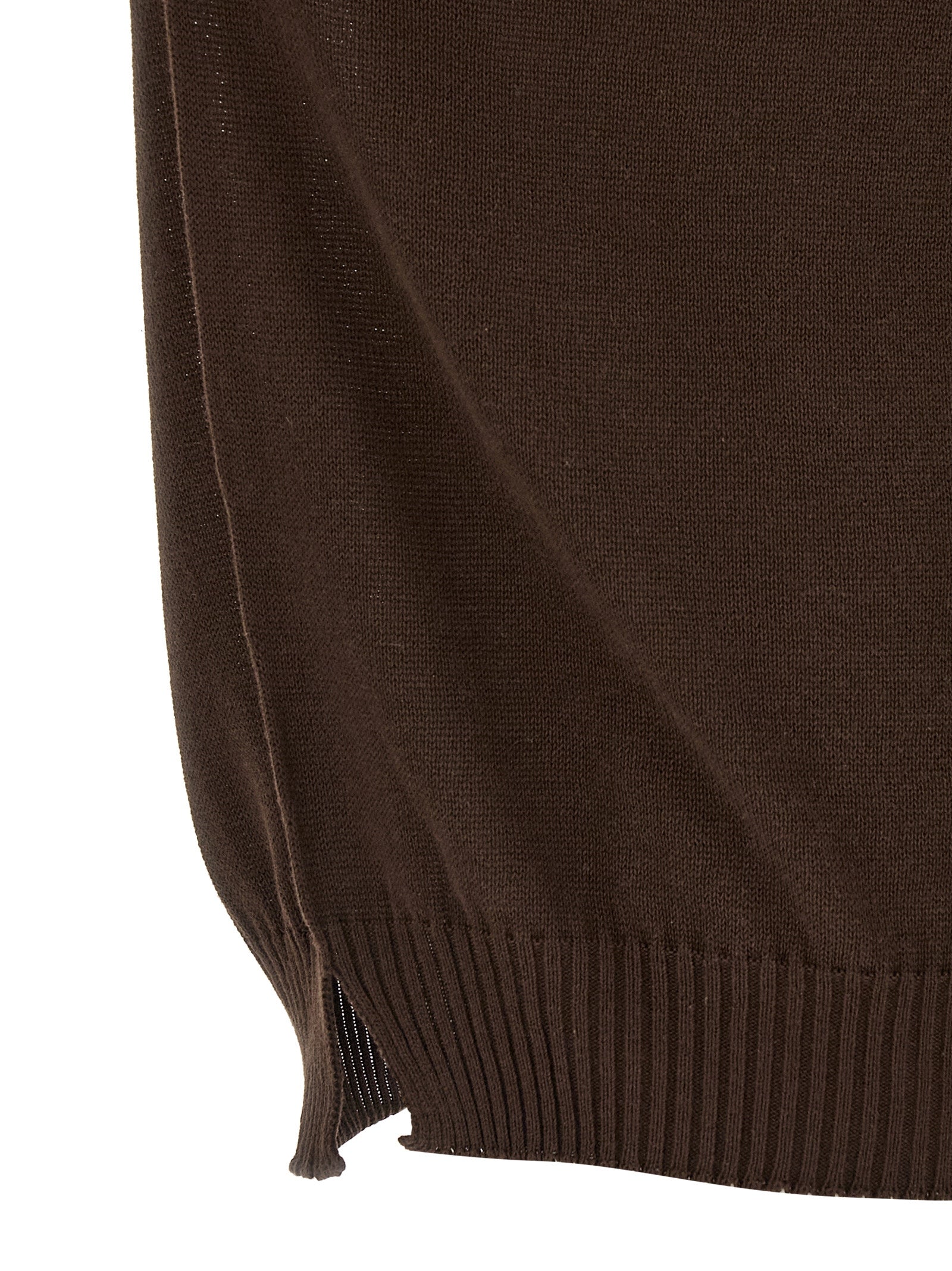 Cardigan by MA'RY'YA for men in modacrylic & cotton brown features a nuanced silhouette with a refined crew neckline and nuanced detailing for a sophisticated look.