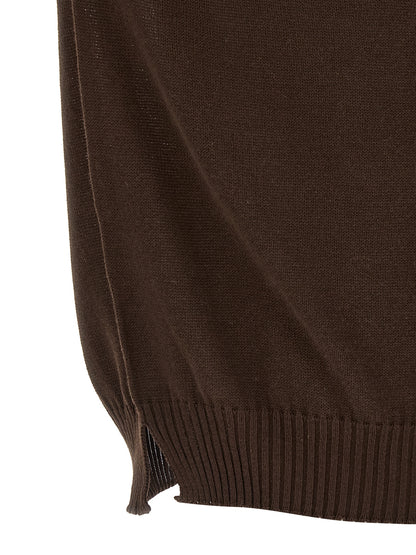 Cardigan by MA'RY'YA for men in modacrylic & cotton brown features a nuanced silhouette with a refined crew neckline and nuanced detailing for a sophisticated look.