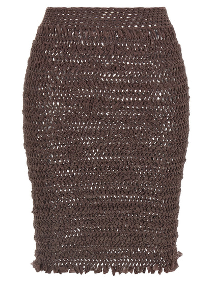 ALLIS Emma Women's Stretch Polyester Skirt - Brown Transparent