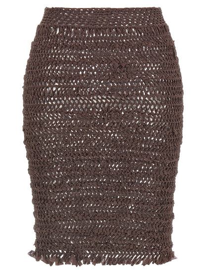 ALLIS Emma Women's Stretch Polyester Skirt - Brown Transparent