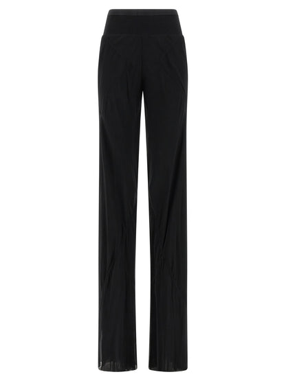 Trousers by Rick Owens for women in silk black & transparent features an on trend silhouette, showcasing a sophisticated flared with a long and for an on trend finish.