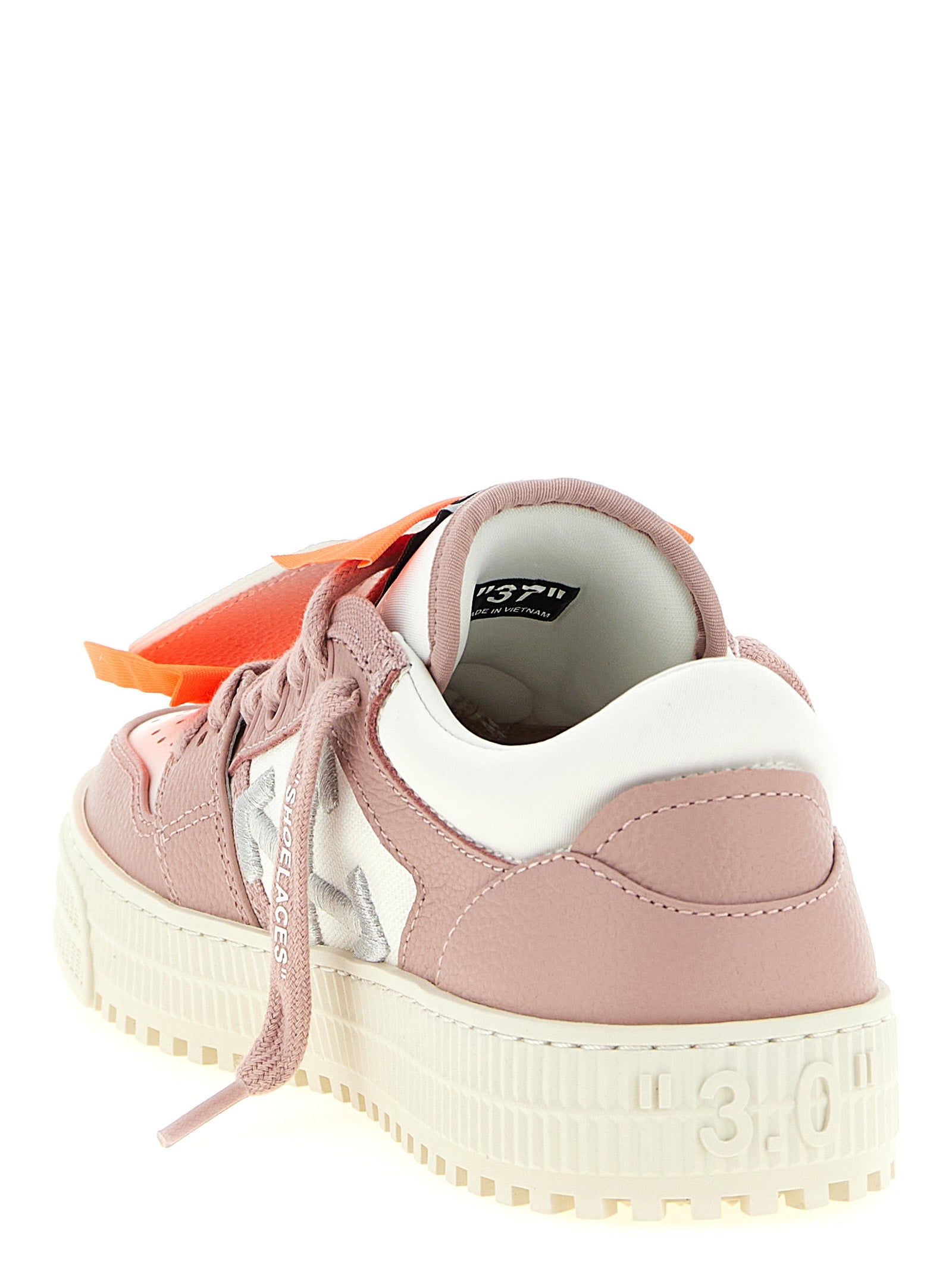 Sneakers by Off-White for women in nylon polyester canvas & leather multicolor, pink & white features an fashionable silhouette, showcasing the premium Women's Low Top Nylon Polyester Canvas & Leather Sneakers in a fashionable low-top style that offers a fashionable finish for refined style.