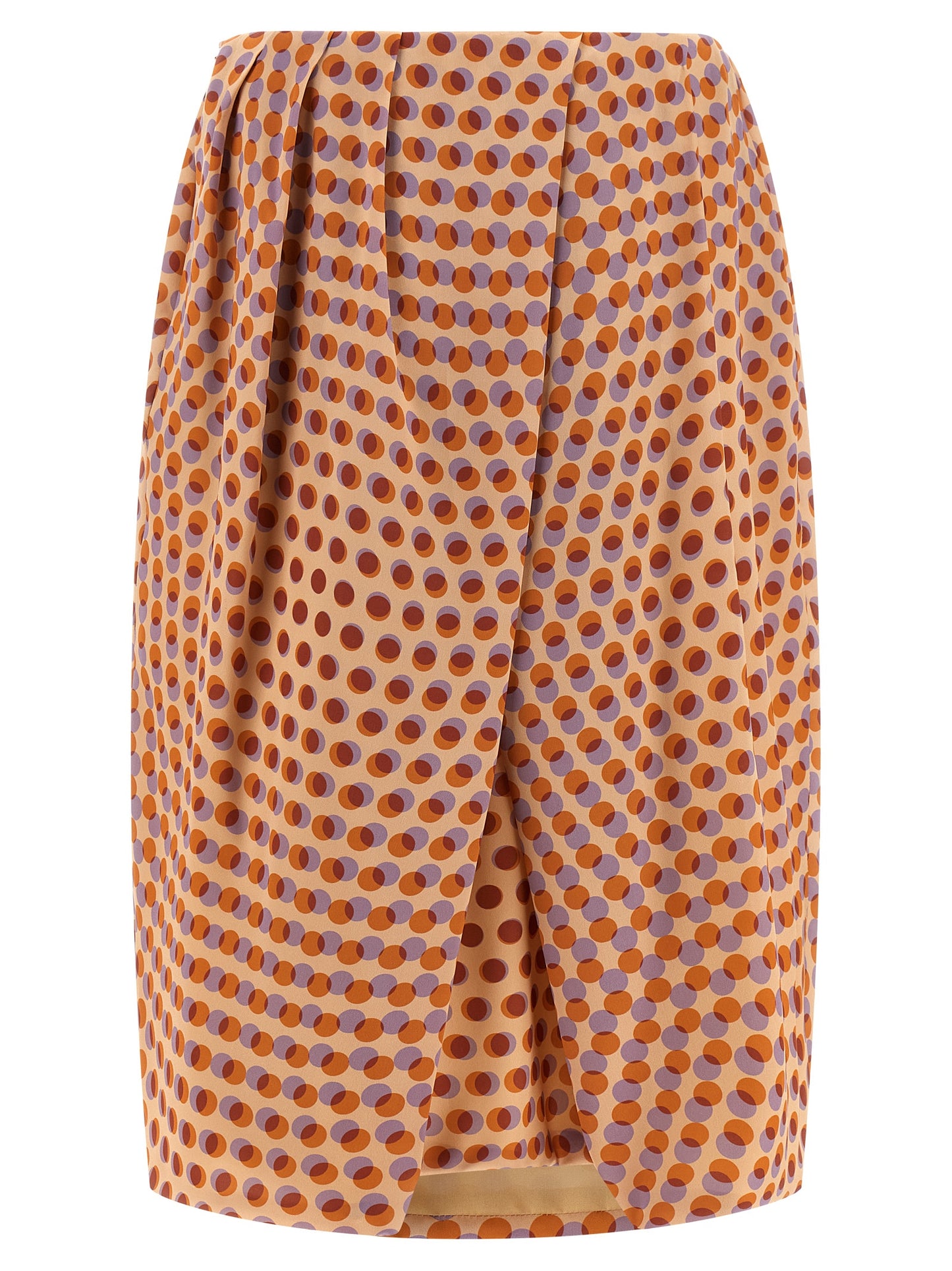 Skirt by Dries Van Noten for women in silk multicolor & patterned showcases a sultry silhouette, elegantly defined by its midi and the sophisticated sultry design of the Women's Asymmetrical Silk Skirt.