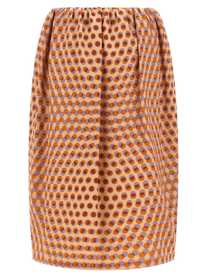 Skirt by Dries Van Noten for women in silk multicolor & patterned features a captivating silhouette, showcasing the captivating Women's Asymmetrical Silk Skirt design with a sophisticated midi for a captivating look.