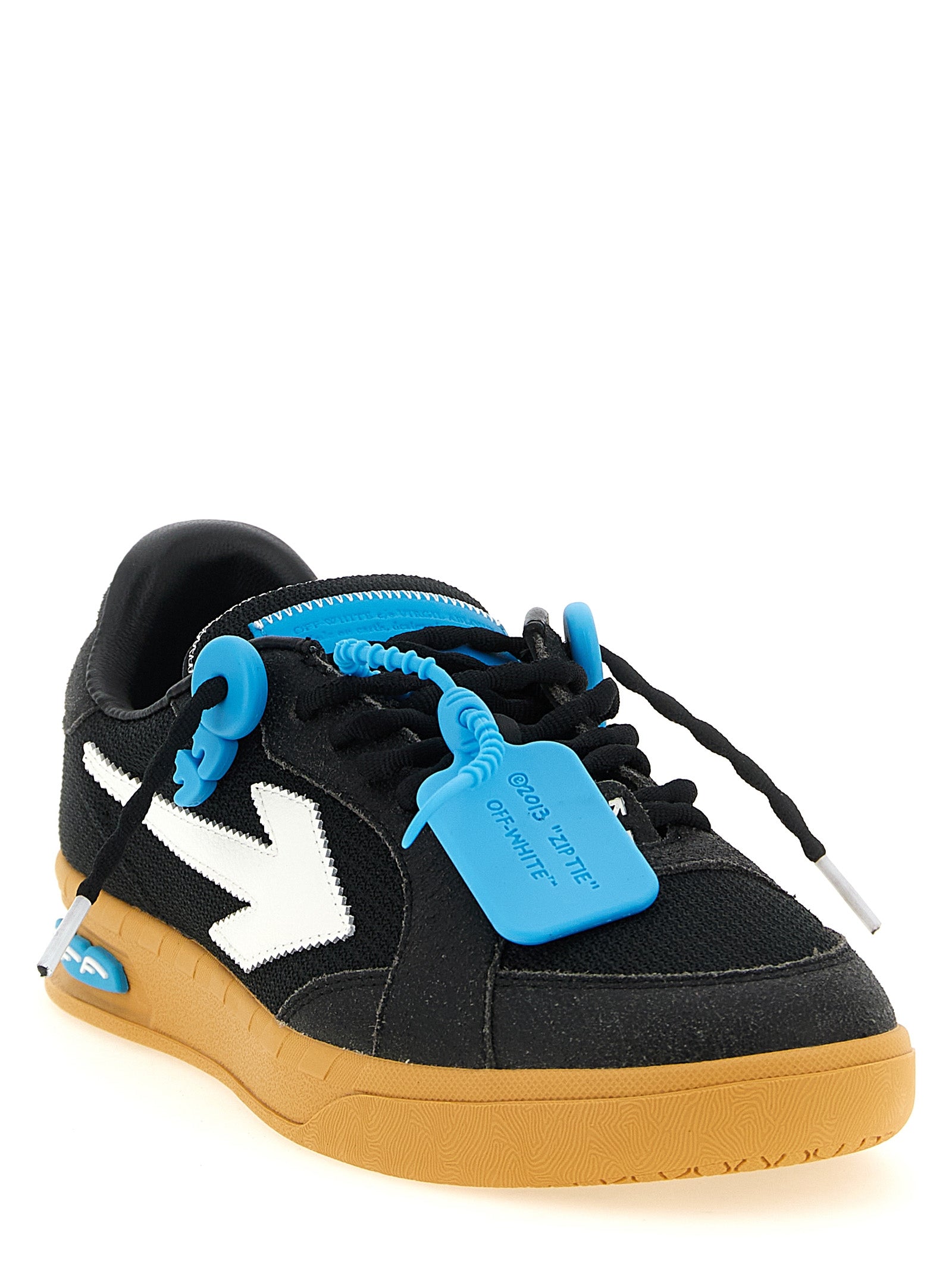 Athletic Sneakers by Off-White for men in suede calf leather & poly nylon black & white features an effortless chic silhouette, showcasing the signature athletic style of the Play Men's Athletic Suede Calf Leather & Poly Nylon Sneakers collection with a truly effortless chic finish.
