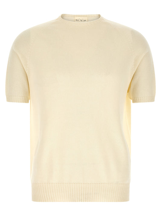 Cardigan by MA'RY'YA for men in modacrylic & cotton white features an crisp silhouette, showcasing a sophisticated crew neckline and detail for a truly crisp finish.
