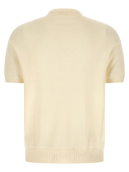 Cardigan by MA'RY'YA for men in modacrylic & cotton white presents a textural silhouette, artfully finished with a textural crew neckline and for a sophisticated, textural look.